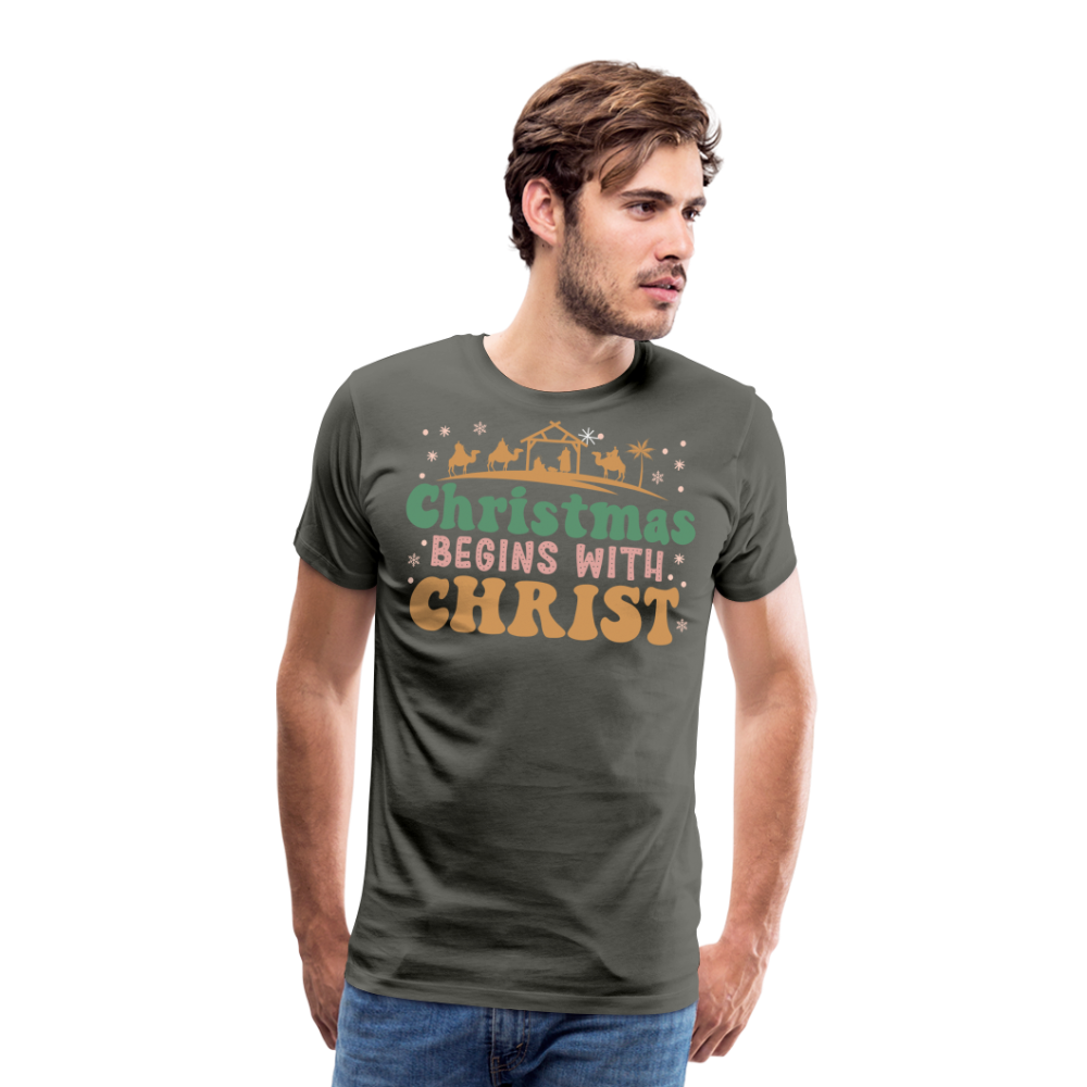 Christmas Begins with Christ is Born Christmas Family Men's Premium T-Shirt - asphalt gray