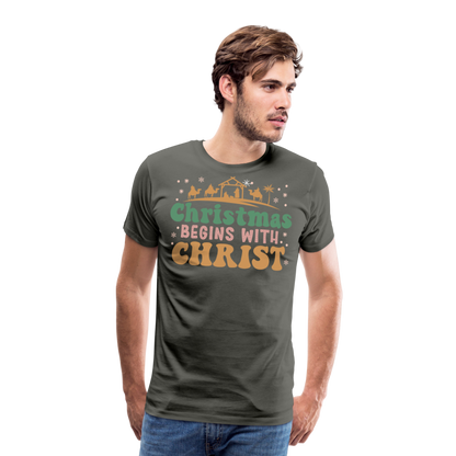 Christmas Begins with Christ is Born Christmas Family Men's Premium T-Shirt - asphalt gray