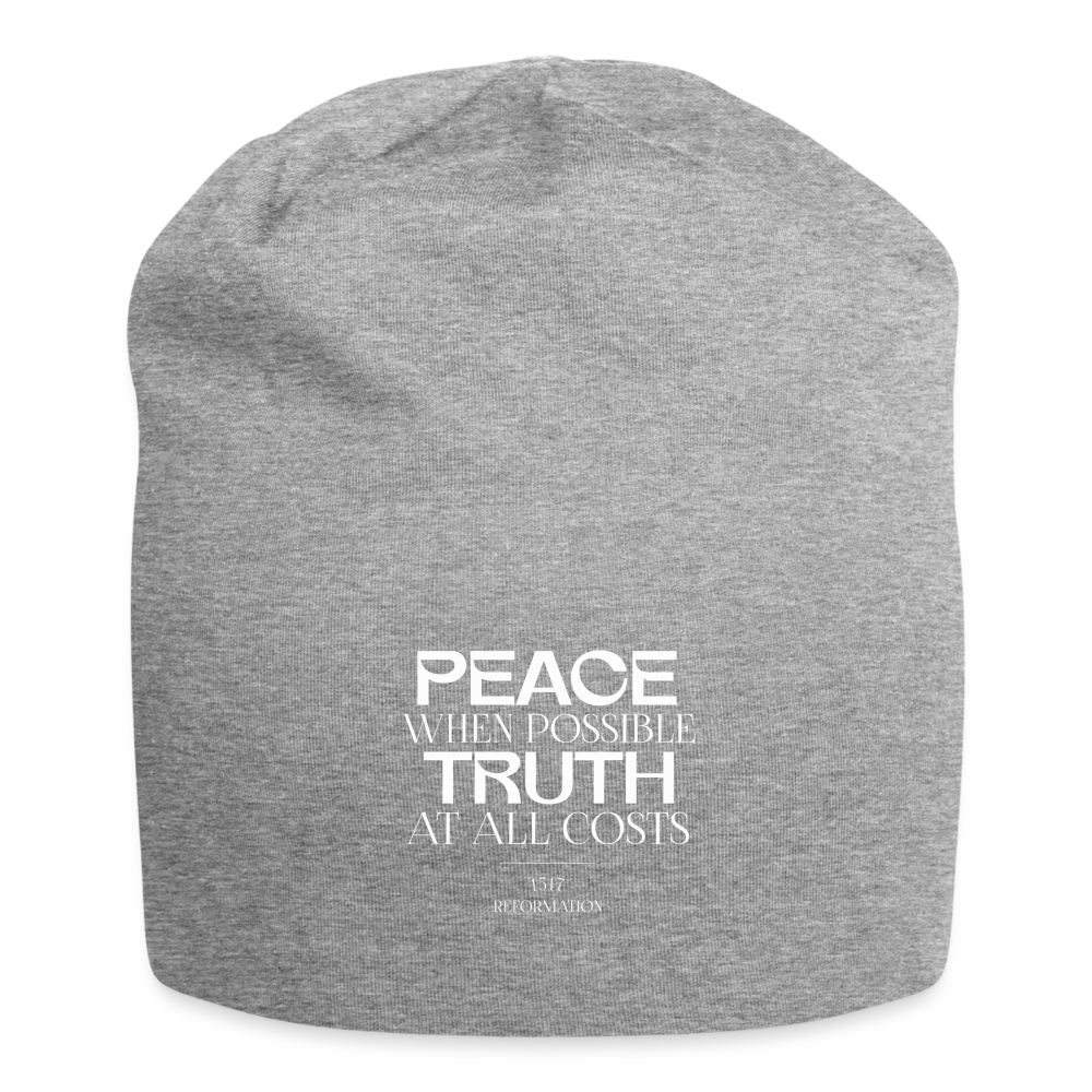 Peace When Possible Truth at All Costs Beanie - heather gray