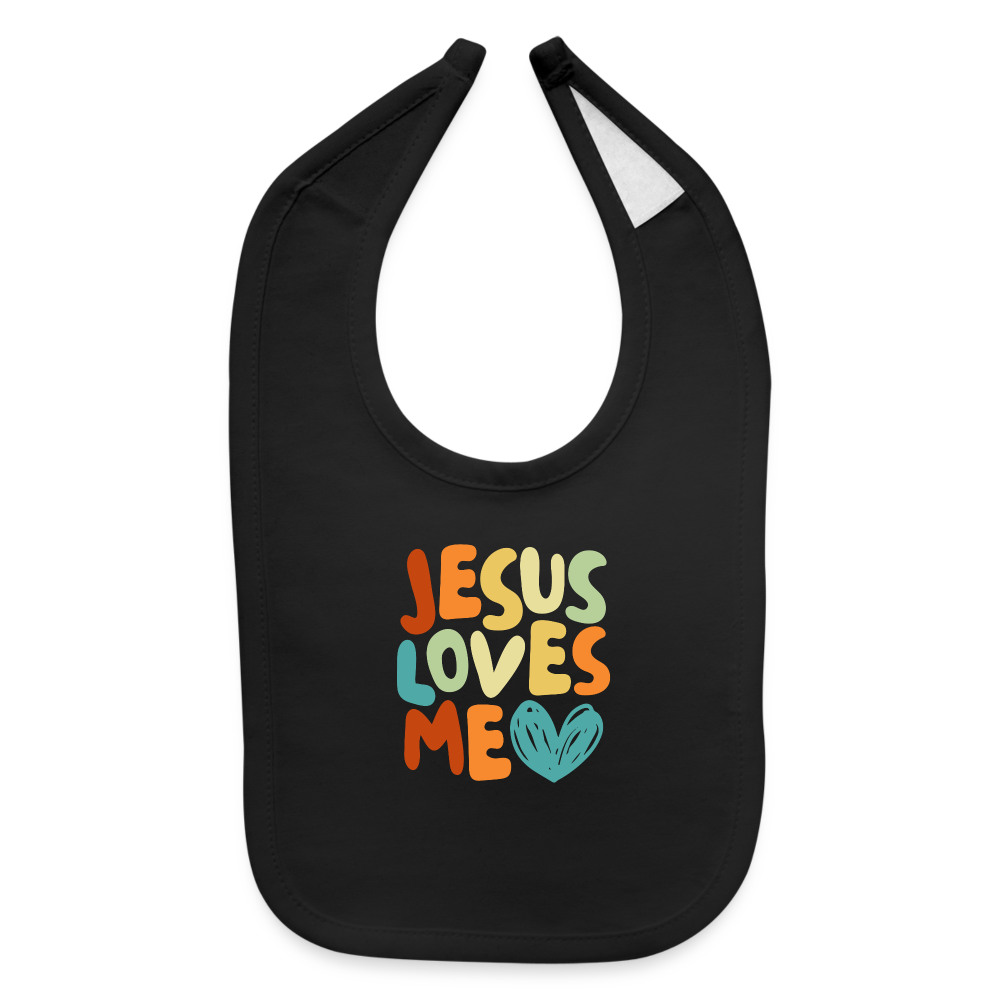 Jesus Loves Me Baby Bib - black