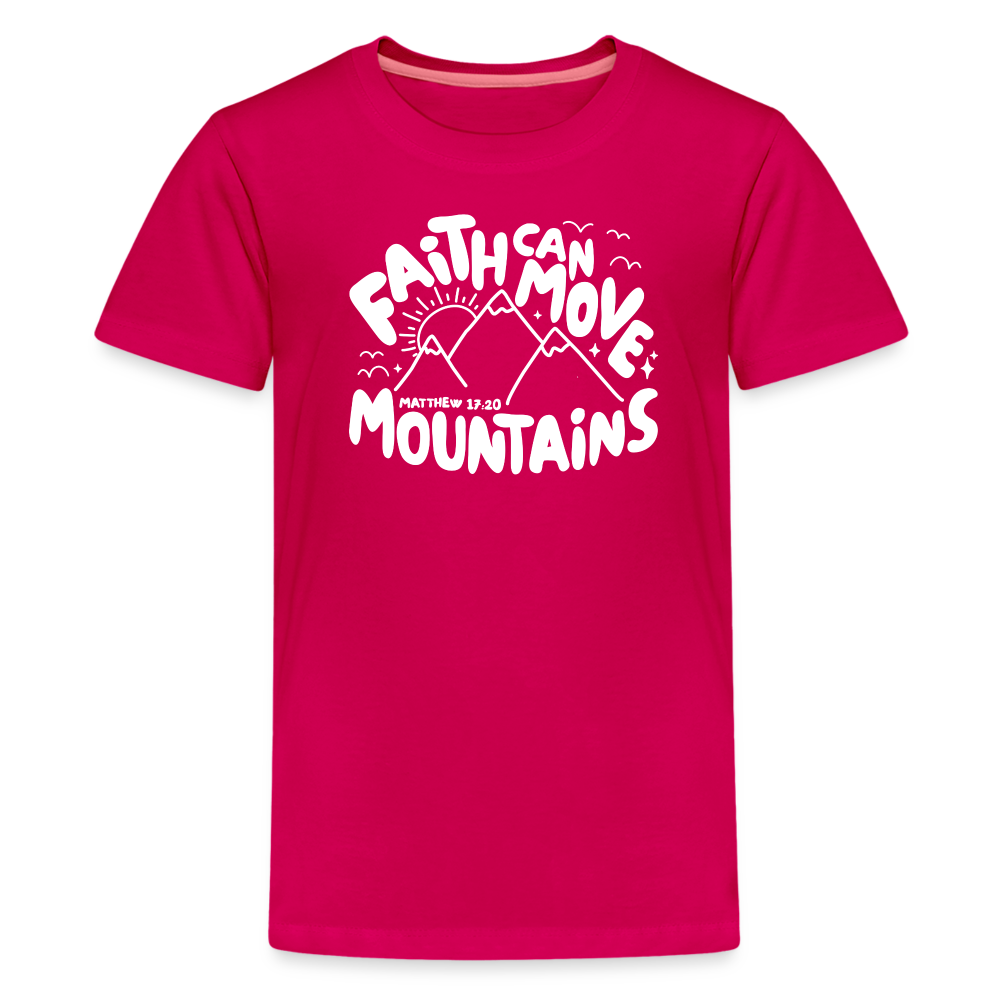 Faith Can Move Mountains (W) Kid's T-Shirt - dark pink