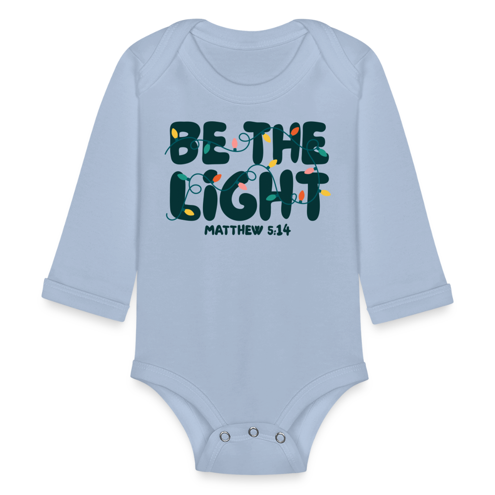 Be the Light Christmas Baby Long Sleeve Onesie - sky