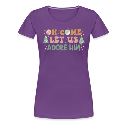 O Come Let Us Adore Him Christmas Family Women’s Premium T-Shirt - purple