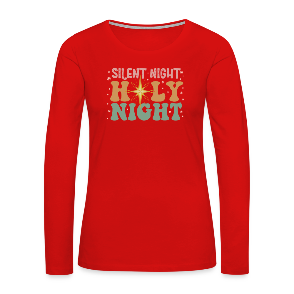 Silent Night Christmas Family Women's Premium Long Sleeve T-Shirt - red