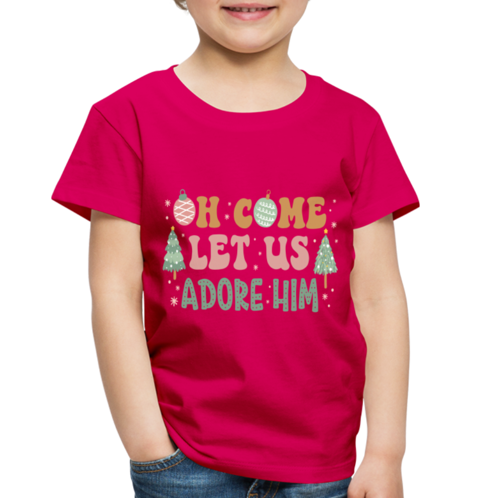 Oh Come Let us Adore Him Christmas Family Toddler Premium T-Shirt - dark pink