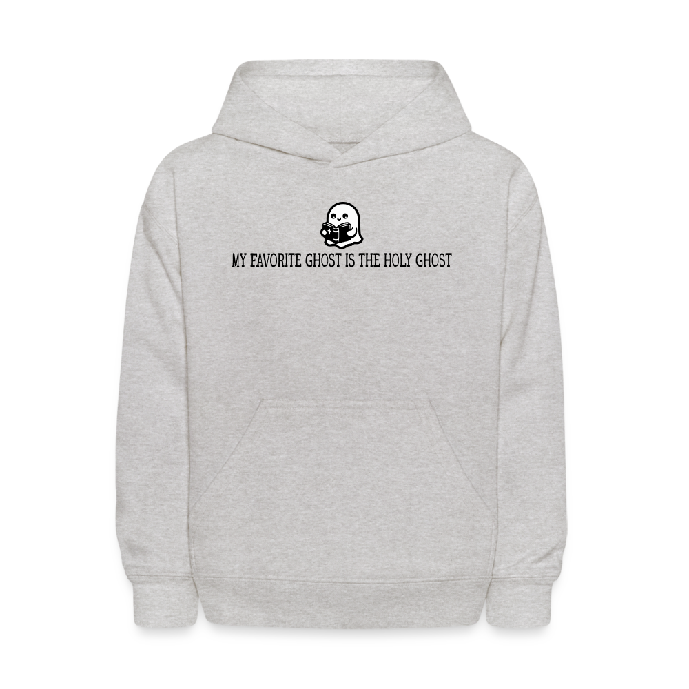 My Favorite Ghost is the Holy Ghost (Bible) Kids Hoodie - heather gray