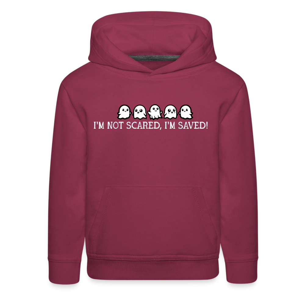 I'm Not Scared I'm Saved (W) Kid's Hoodie - burgundy