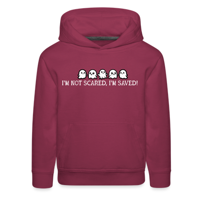 I'm Not Scared I'm Saved (W) Kid's Hoodie - burgundy