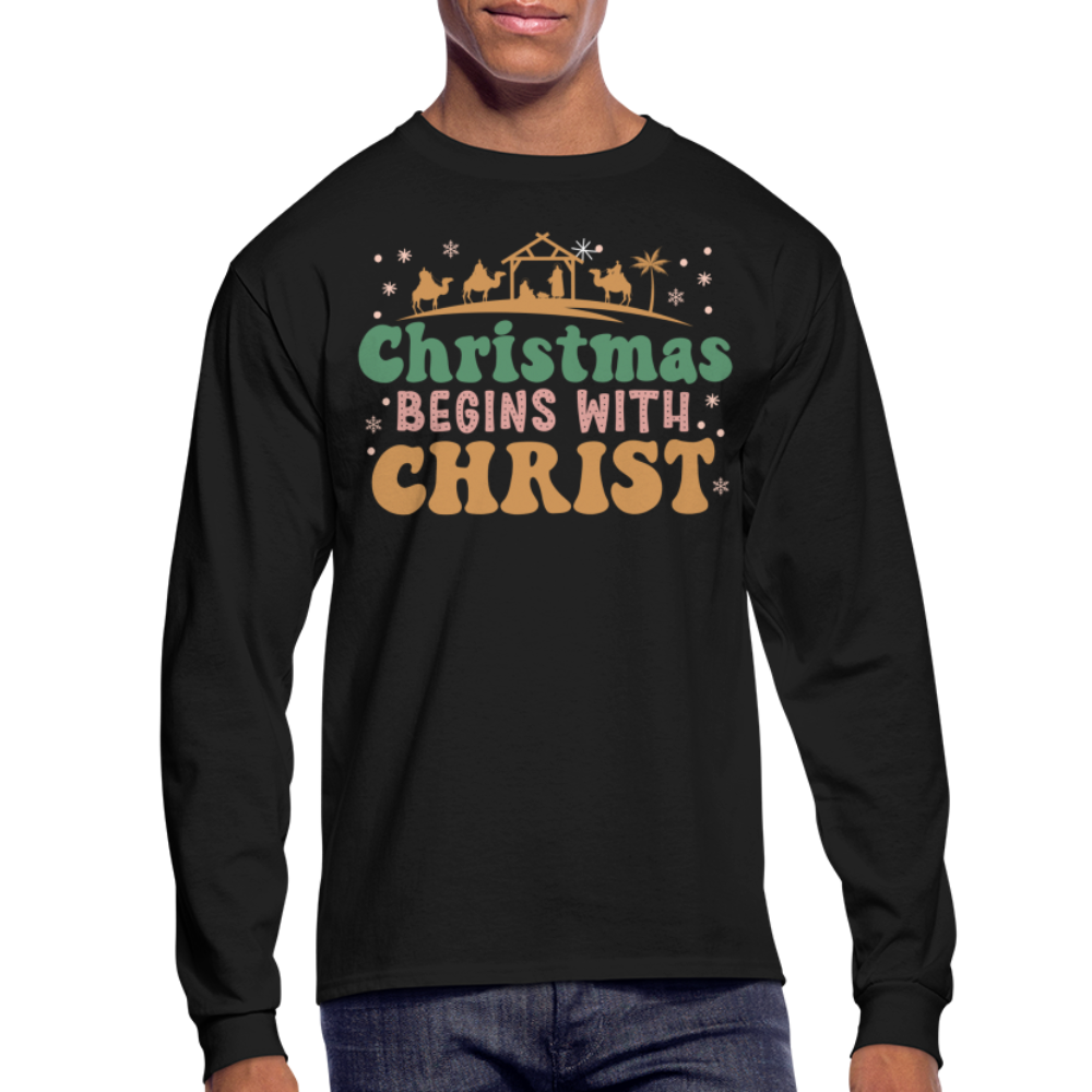 Christmas Begins with Christ Christmas Family Men's Long Sleeve T-Shirt - black