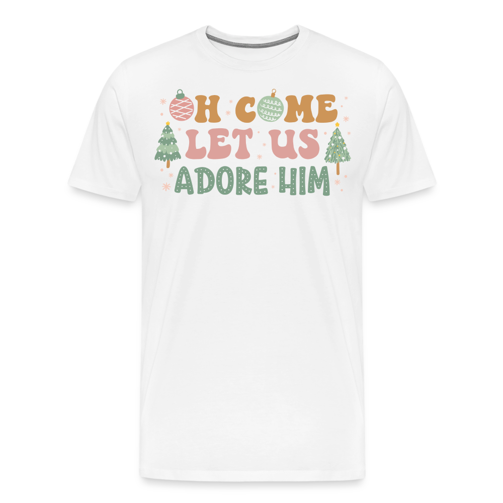 Oh Come Let Us Adore Him Christmas Family Men's Premium T-Shirt - white