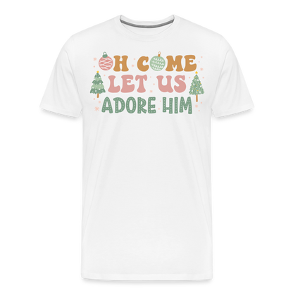 Oh Come Let Us Adore Him Christmas Family Men's Premium T-Shirt - white