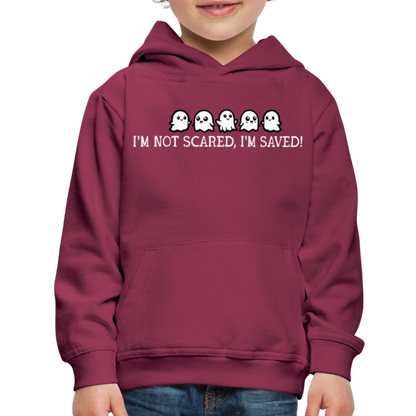 I'm Not Scared I'm Saved (W) Kid's Hoodie - burgundy