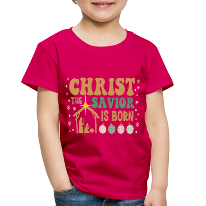 Christ the Savior is Born Christmas Family Toddler Premium T-Shirt - dark pink