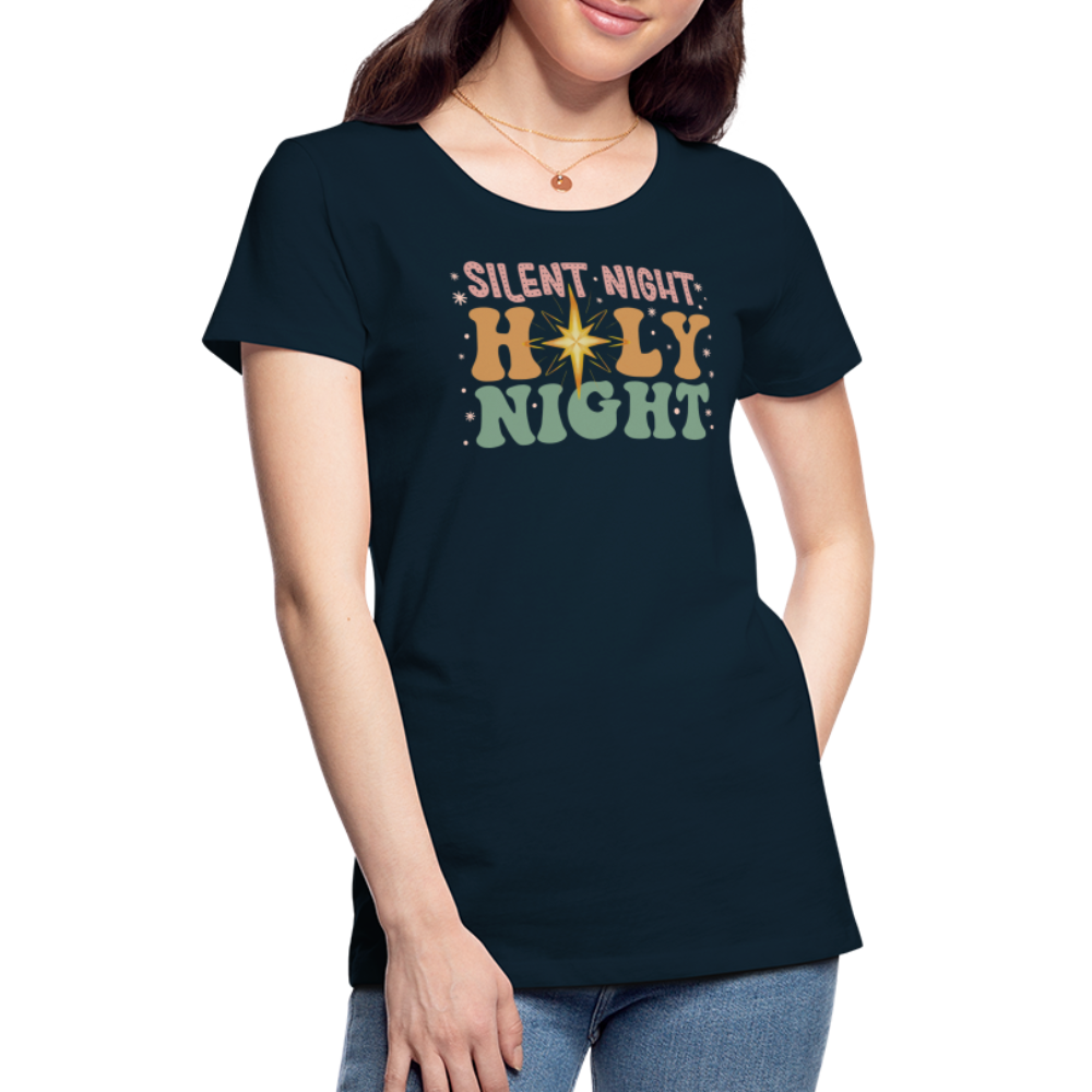 Silent Night Christmas Family Women’s Premium T-Shirt - deep navy