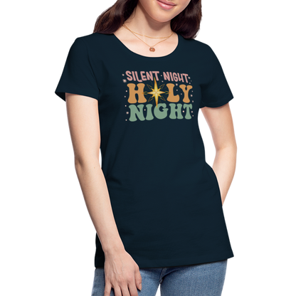 Silent Night Christmas Family Women’s Premium T-Shirt - deep navy