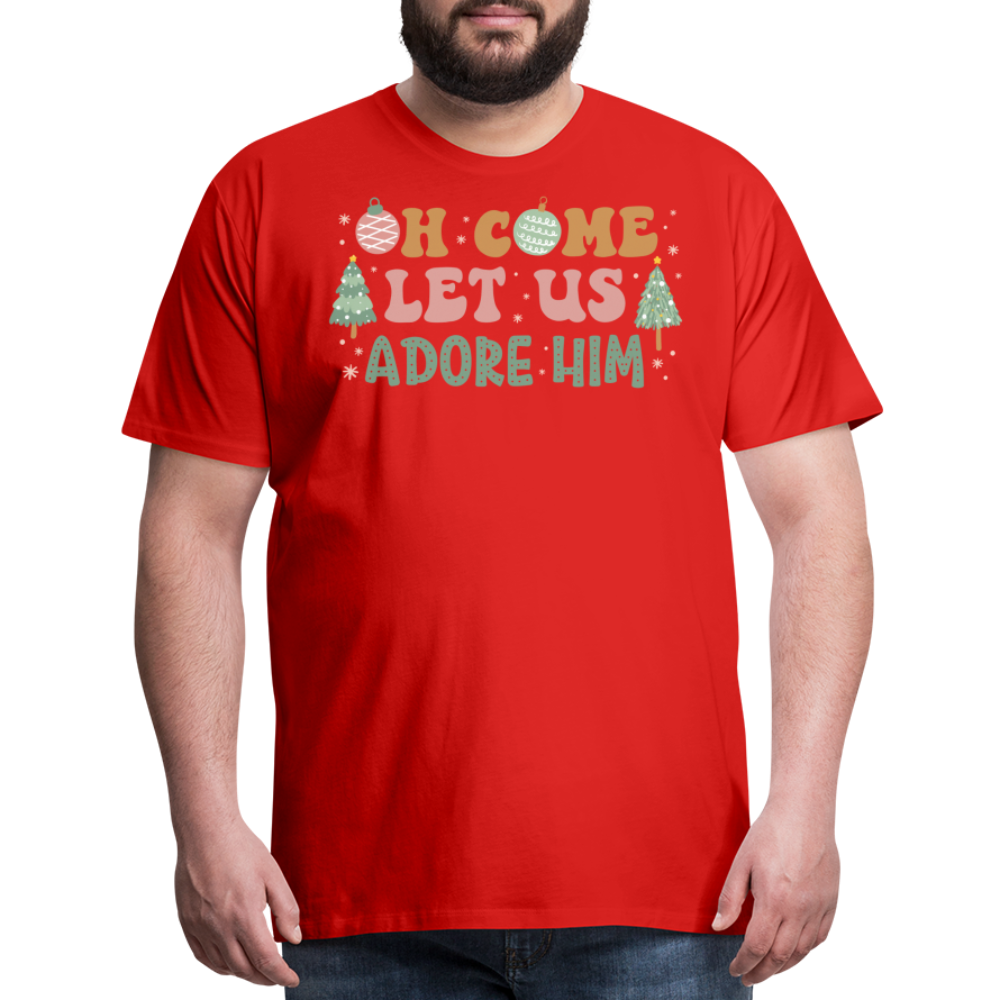 Oh Come Let Us Adore Him Christmas Family Men's Premium T-Shirt - red