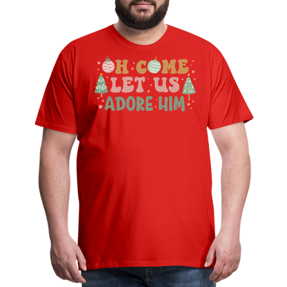 Oh Come Let Us Adore Him Christmas Family Men's Premium T-Shirt - red