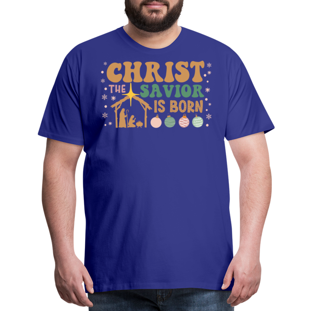 Christ the Savior is Born Christmas Family Men's Premium T-Shirt - royal blue