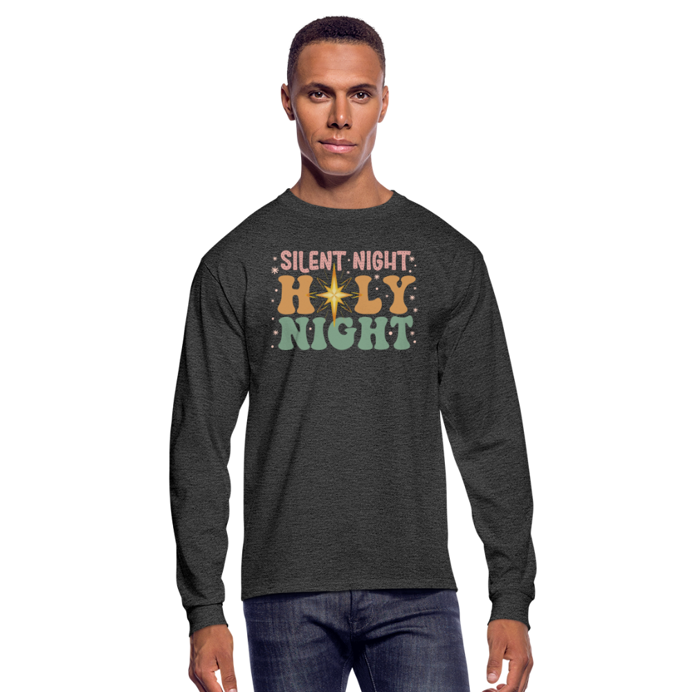 Silent Night Christmas Family Men's Long Sleeve T-Shirt - heather black