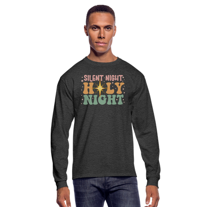 Silent Night Christmas Family Men's Long Sleeve T-Shirt - heather black