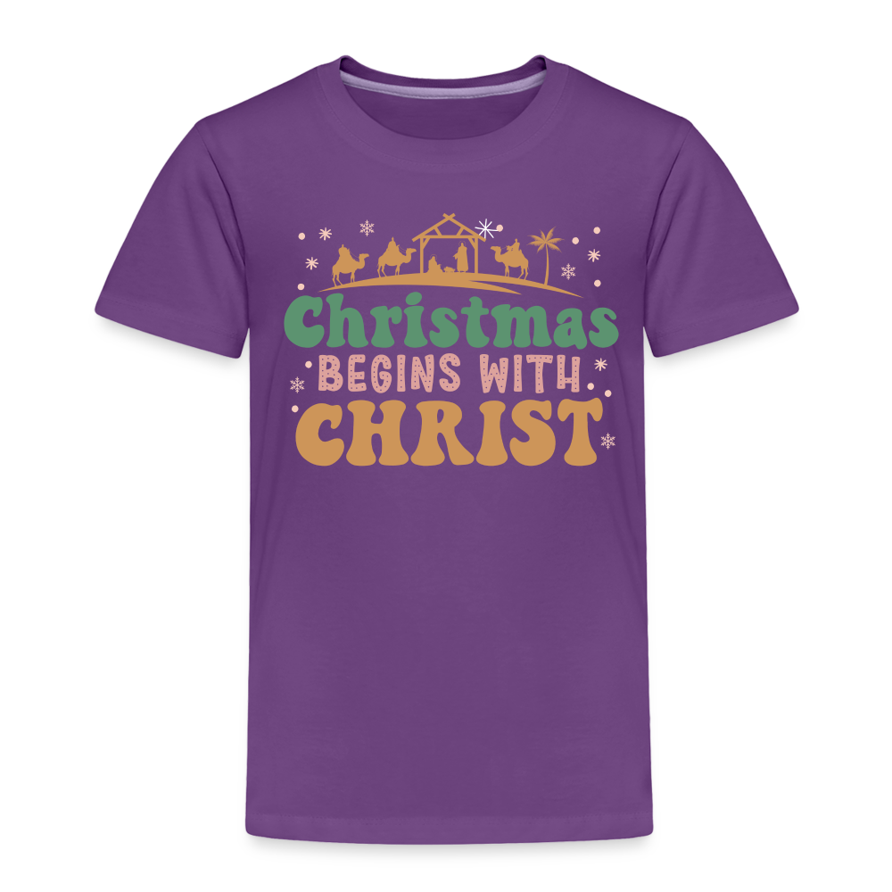 Christmas begins with Christ Family Toddler Premium T-Shirt - purple