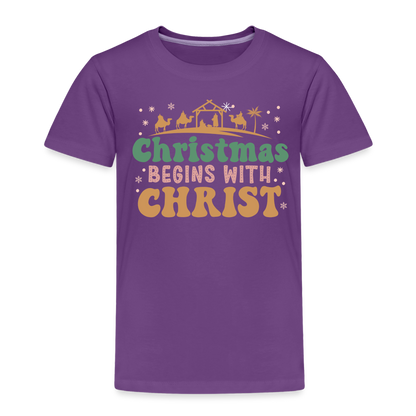 Christmas begins with Christ Family Toddler Premium T-Shirt - purple