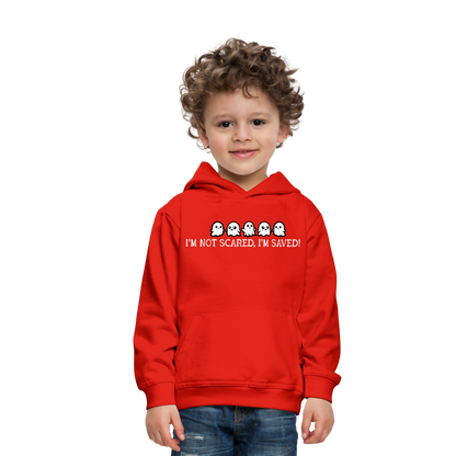 I'm Not Scared I'm Saved (W) Kid's Hoodie - red