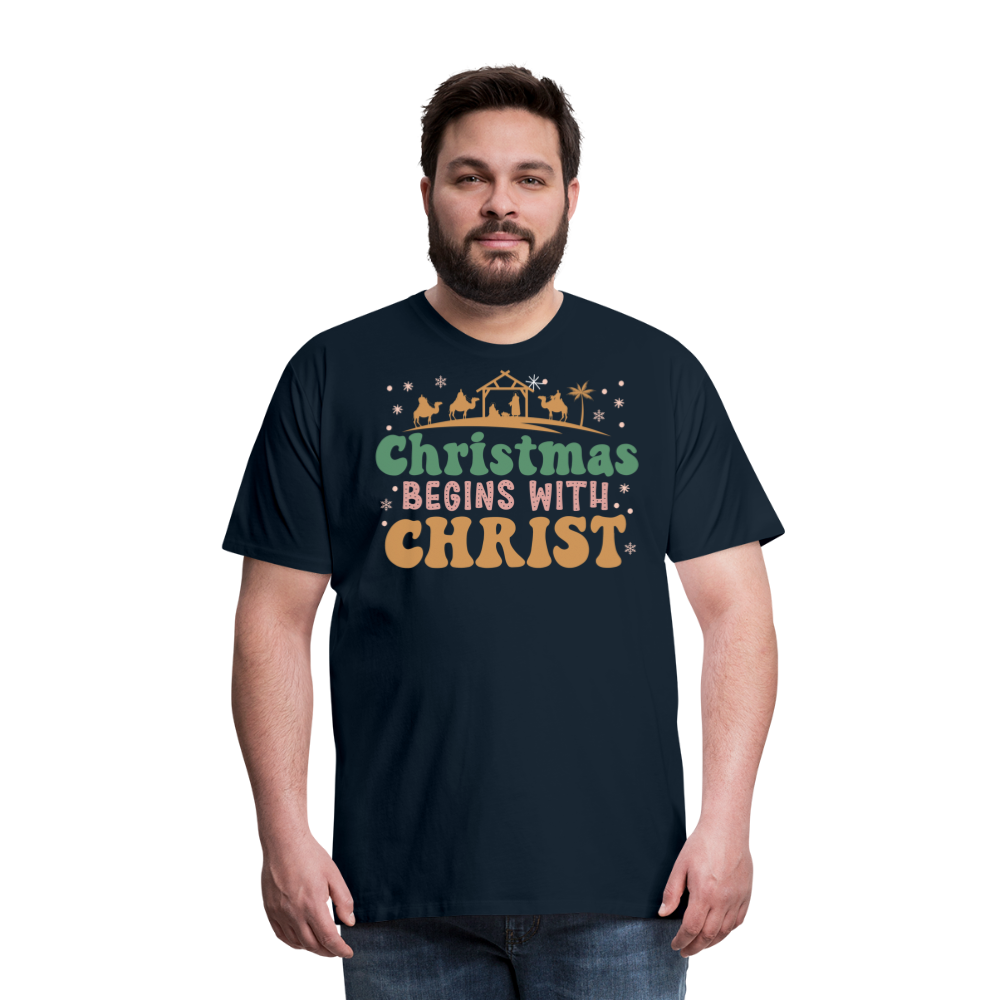 Christmas Begins with Christ is Born Christmas Family Men's Premium T-Shirt - deep navy