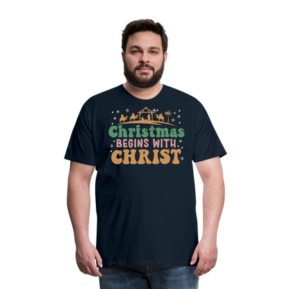 Christmas Begins with Christ is Born Christmas Family Men's Premium T-Shirt - deep navy