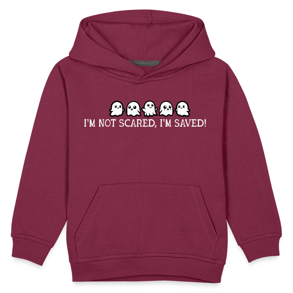 I'm Not Scared I'm Saved (W) Kid's Hoodie - burgundy