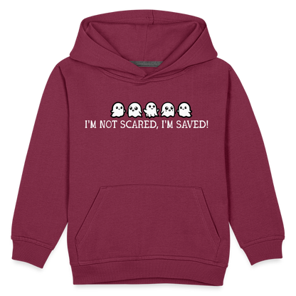 I'm Not Scared I'm Saved (W) Kid's Hoodie - burgundy