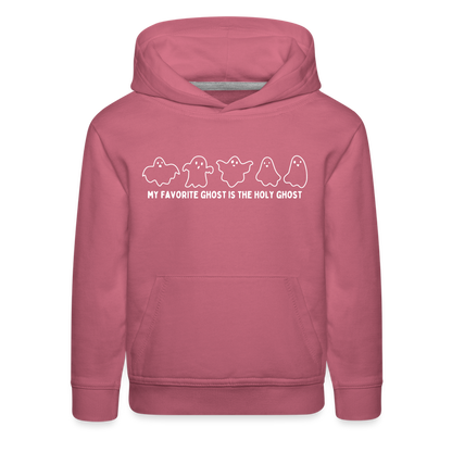 My Favorite Ghost is the Holy Ghost (Outline) Youth Hoodie - mauve