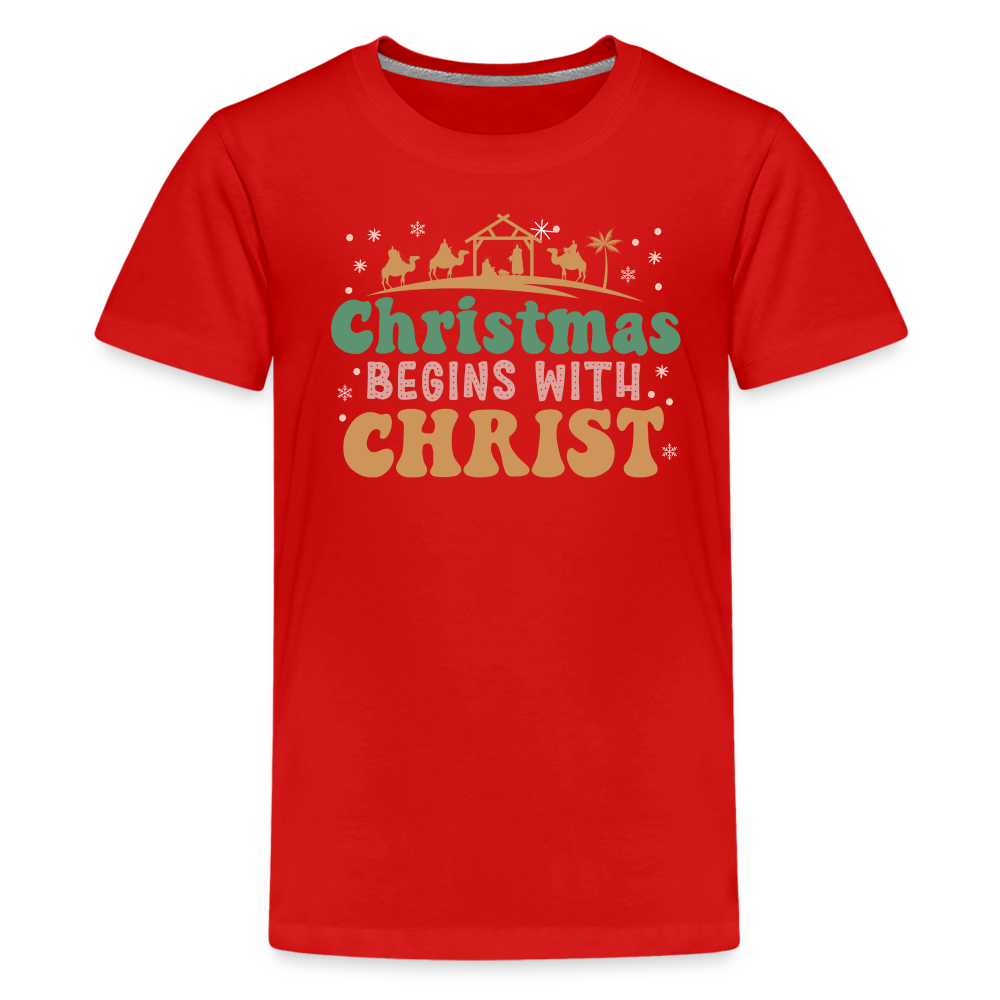 Christmas Begins with Christ Family Kids' Premium T-Shirt - red