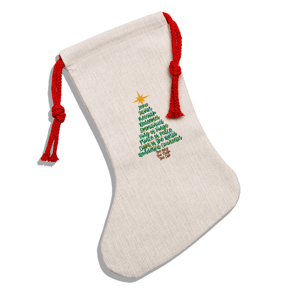 Names of Jesus Christmas Tree Natural Holiday Stocking - natural