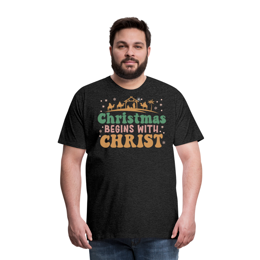 Christmas Begins with Christ is Born Christmas Family Men's Premium T-Shirt - charcoal grey