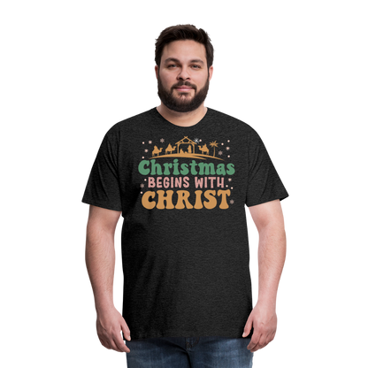 Christmas Begins with Christ is Born Christmas Family Men's Premium T-Shirt - charcoal grey