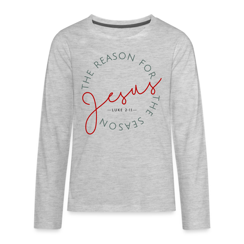 The Reason for the Season (Color) Christmas Family Kids' Premium Long Sleeve T-Shirt - heather gray