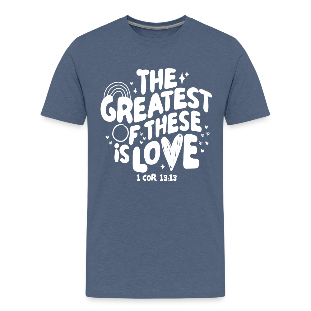 The Greatest of these is Love (W) Kid's T-Shirt - heather blue