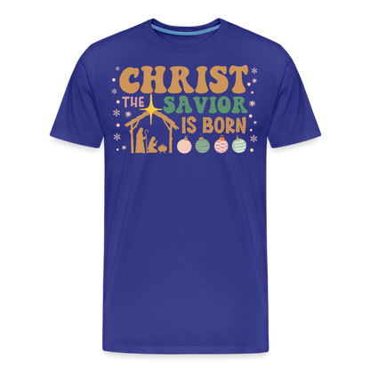 Christ the Savior is Born Christmas Family Men's Premium T-Shirt - royal blue