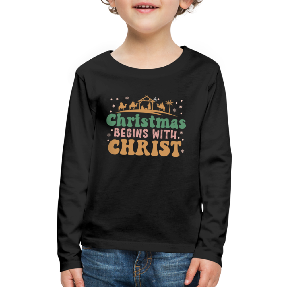 Christmas Begins with Christ Family Kids' Premium Long Sleeve T-Shirt - black