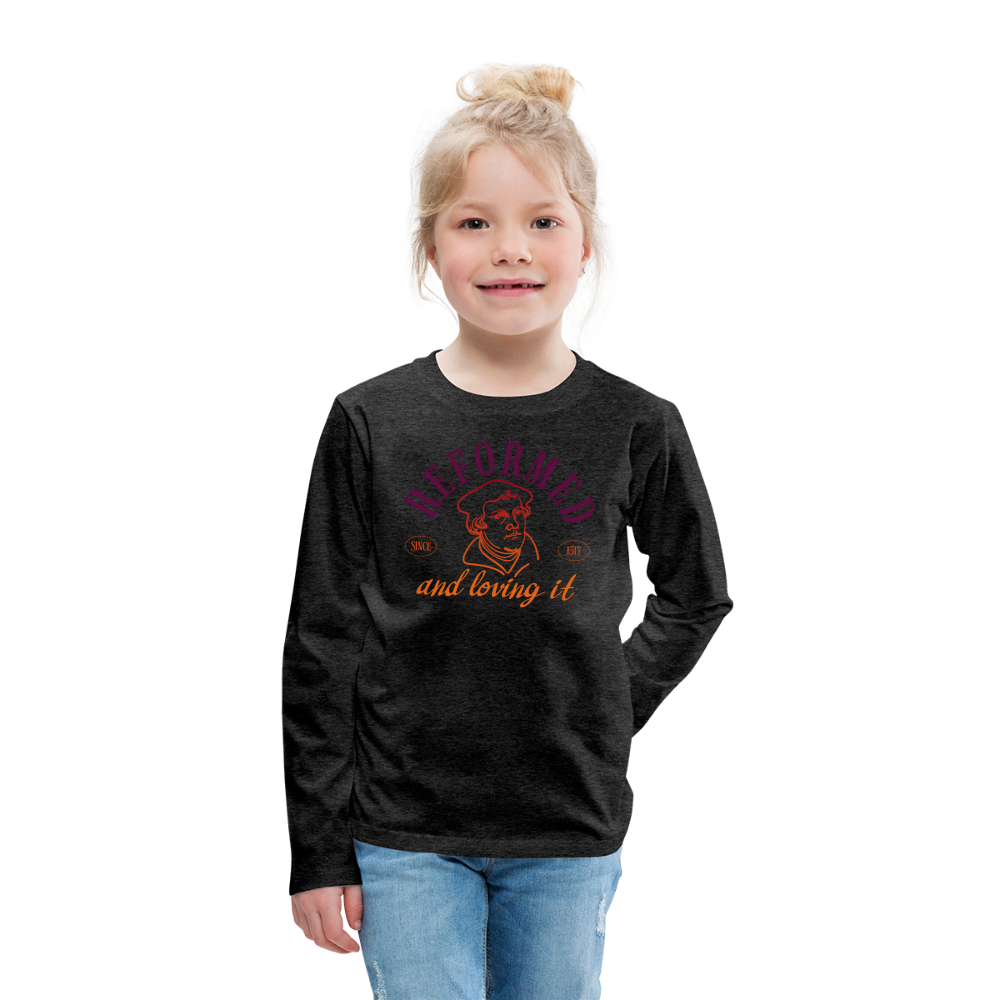 Reformed & Loving It (Color) Reformation Day Kid's Long Sleeve Shirt - charcoal grey