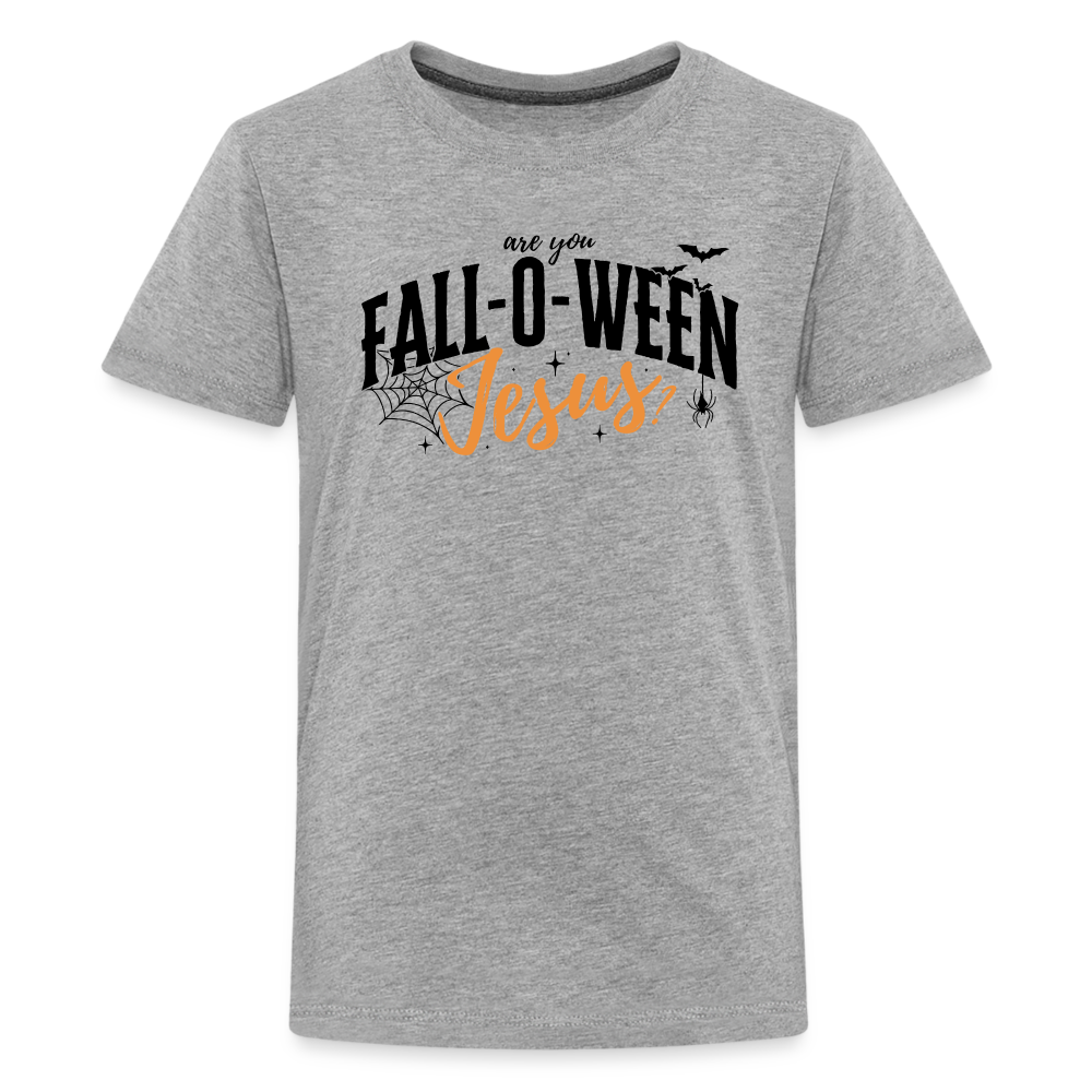 Are You Fall-O-Ween Jesus? Kid's Short Sleeve Shirt - heather gray