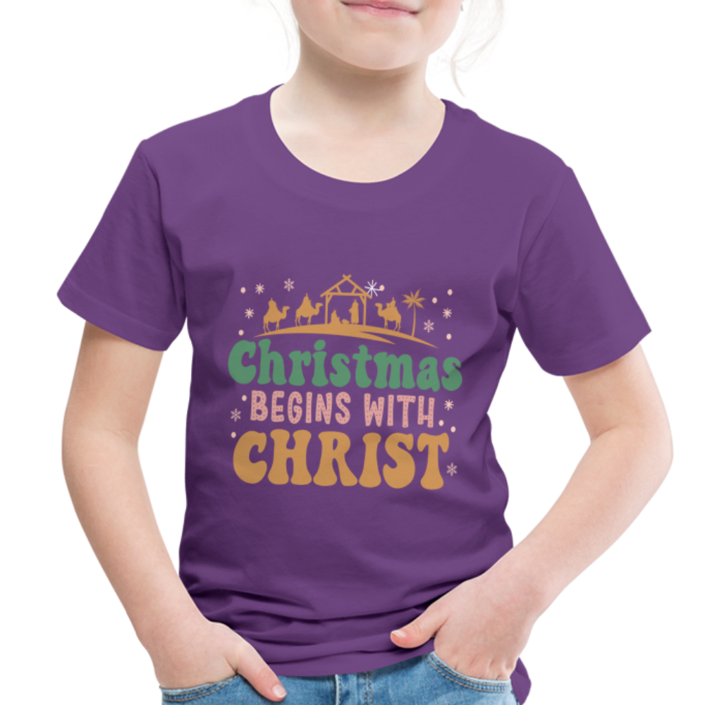 Christmas begins with Christ Family Toddler Premium T-Shirt - purple