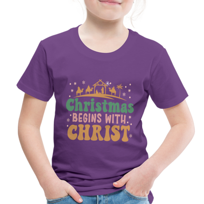 Christmas begins with Christ Family Toddler Premium T-Shirt - purple