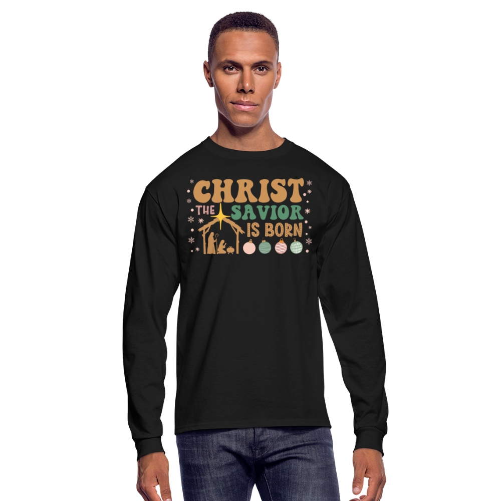 Christ the Savior is Born Christmas Family Men's Long Sleeve T-Shirt - black