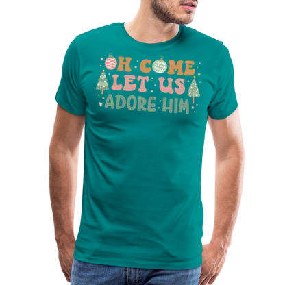 Oh Come Let Us Adore Him Christmas Family Men's Premium T-Shirt - teal