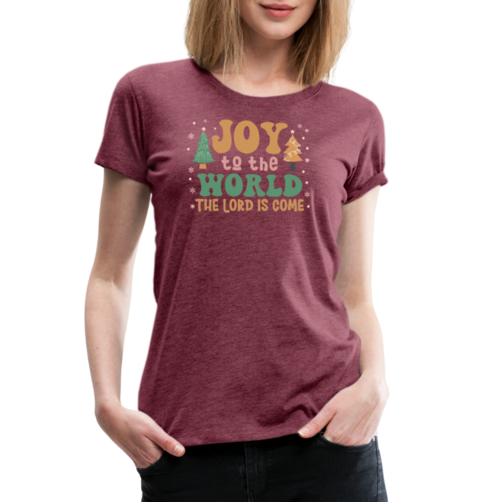 Joy to the World Christmas Family Women’s Premium T-Shirt - heather burgundy