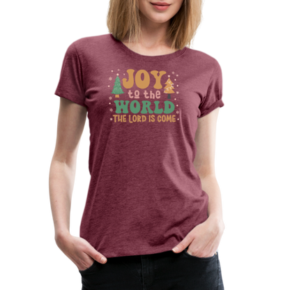 Joy to the World Christmas Family Women’s Premium T-Shirt - heather burgundy