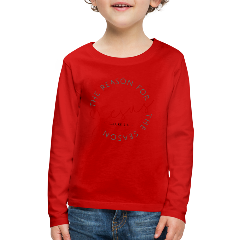 The Reason for the Season (Color) Christmas Family Kids' Premium Long Sleeve T-Shirt - red