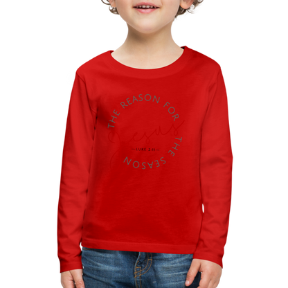 The Reason for the Season (Color) Christmas Family Kids' Premium Long Sleeve T-Shirt - red